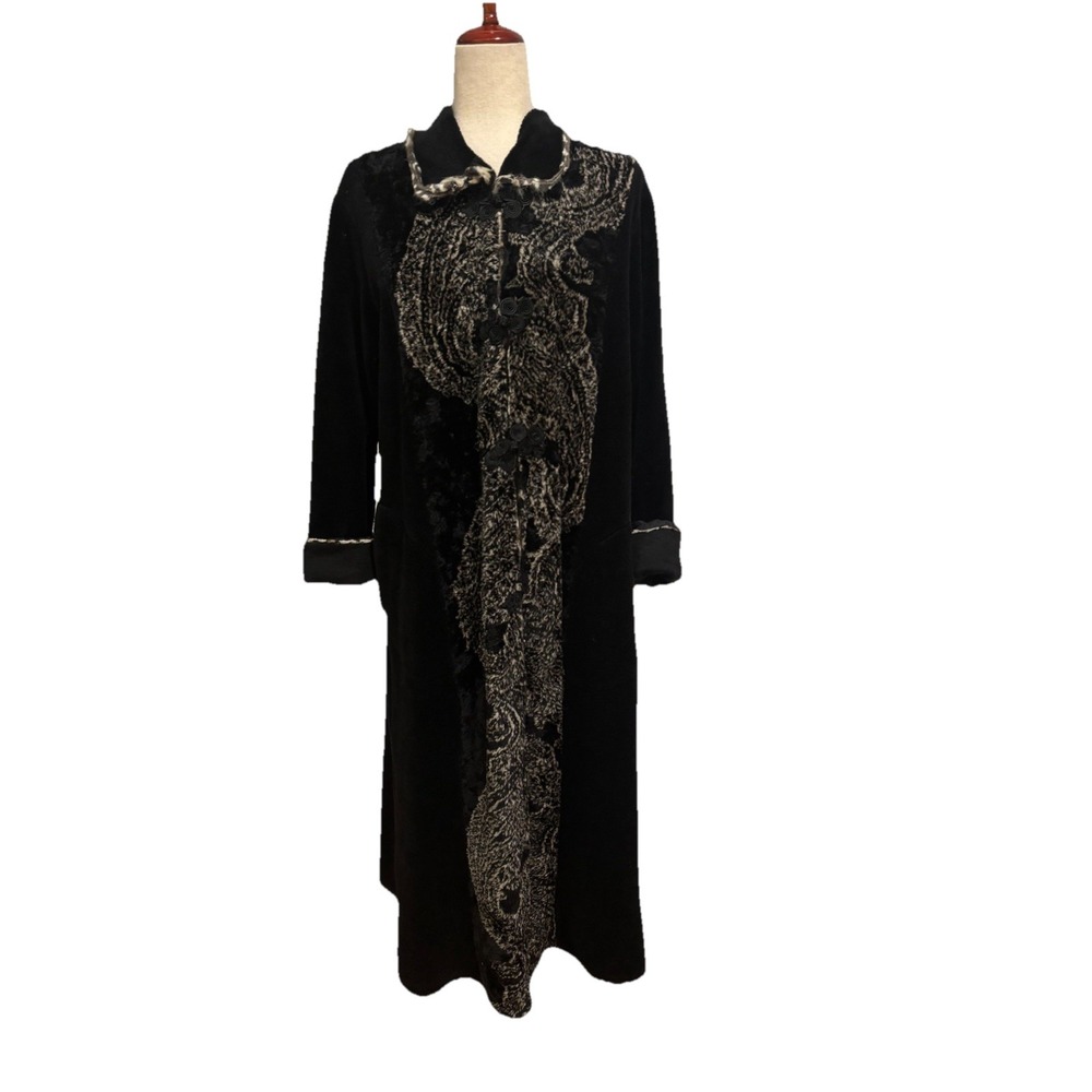 Lee Andersen‎ Long Coat Button Down Faux Fur And Fleece Designer Women's M USA